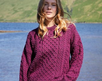 Merino Wool Aran Sweater: Traditional Irish Knit Fisherman Sweater