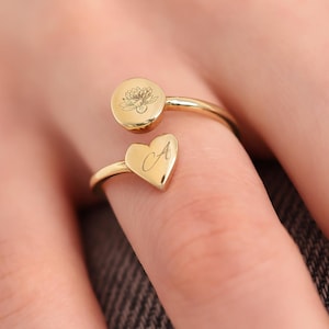 14K Gold Custom Floral Ring for Women-12 Birth Month Flower Ring-Personalized Birth Flower Ring-Family Ring-Personalized Gift-Christmas Gift