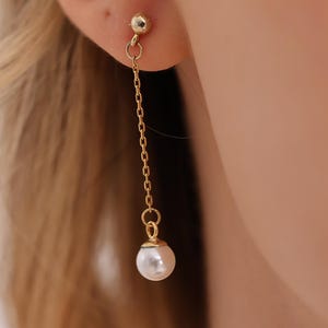 Natural Freshwater Pearl Earring-Sterling Sliver Dangle Earring-Gold Plated Pearl Hoop Earring-Gift for Her-Mother&#39;s Day Gift-Christmas Gift