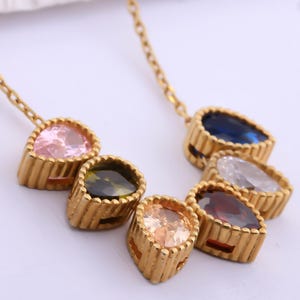 18K personalisierte Birthstone Charms, Familie Birthstone Halskette, Birthstone Halskette, Birthstone Schmuck der Mutter, Geschenk für Mama, Weihnachtsgeschenk