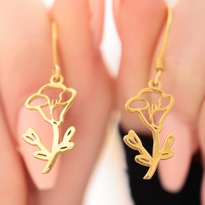 Birthday Month Flower Earrings-18K Gold Personalized BirthFlower Earrings-BirthFlower Gift-Custom earrings-Mothers day gifts-Christmas Gift