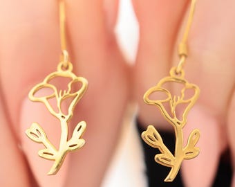 Birthday Month Flower Earrings-18K Gold Personalized BirthFlower Earrings-BirthFlower Gift-Custom earrings-Mothers day gifts-Christmas Gift