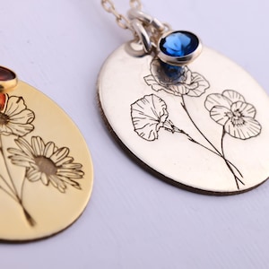 Family Bouquet Flower Necklace-Birth Month Flower Necklace-Birth Flower Necklace-Engraved Unique Family Gift-Birthday Gifts-Christmas Gift