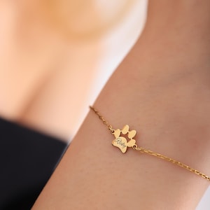 Gift for Pet Lovers-Pet Memorial Gift-Engraved Paw Print Bracelet-Pet Name Bracelet-Pet Keepsake Jewelry-Paw Bracelet-Christmas Gift