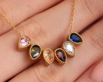 Family Birthstone Necklace, Birthstone Necklace, Personalized Gift, Mother's Birthstone Jewelry ,Gift for Mom,Birthday Gift, Gift for Her