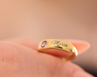 Pierre de naissance personnalisée, bague avec pierre de naissance personnalisée, bague en or avec pierre de naissance délicate, bagues pour femme, cadeau pour elle, cadeau de Noël