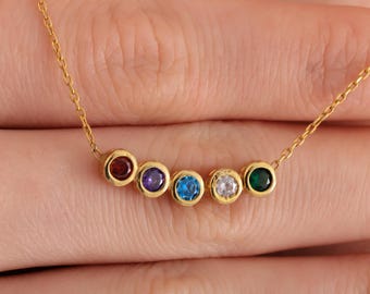 Family Birthstone Necklace • Personalized Birthstone Charms • Birthstone Necklace • Mom Gift Necklace • One of a kind gift • Christmas Gift