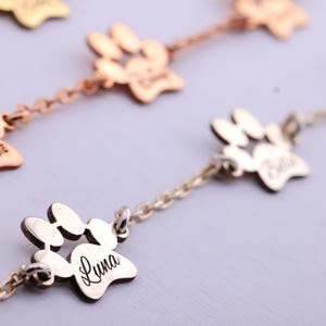Engraved Paw Print Bracelet-Pet Name Bracelet-Pet Keepsake Jewelry-Gift for Pet Lovers-Pet Memorial Gift-Paw Bracelet-Christmas Gift