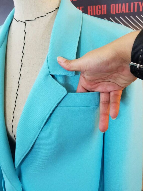 1970s Sears Perma-Prest Sky Blue Blazer, Size 12 - image 4