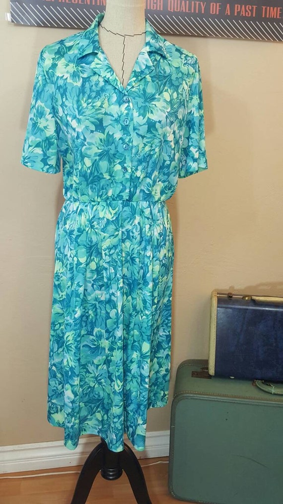 1970s Anthony Richard's Shirt Dress, Size 14 - image 2
