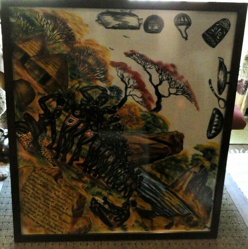 MidCentury Vusamazulu Credo Mutwa Silk Scarf Painting from Etsy