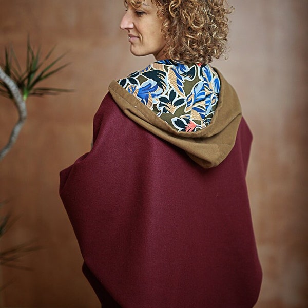 Poncho Cape Mantel Farbe Einzigartige Mix Hoodie - Qualität Handgemachte Kleidung