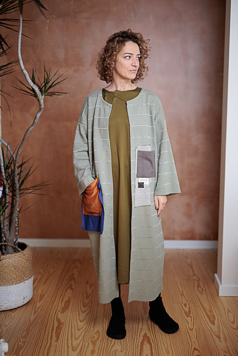 Elegant Handmade Long Coat Kimono Duster with Exclusive Design Elements image 3
