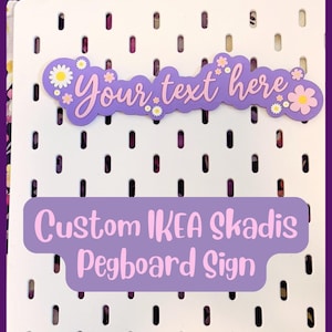 Custom IKEA Skadis PegBoard Floral Sign – Personalised Text and Colours