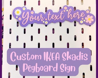 Custom IKEA Skadis PegBoard Floral Sign – Personalised Text and Colours