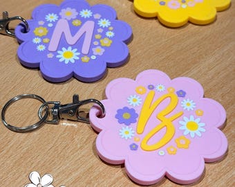 Personalised Floral Initial / Letter Keyring, Bag Charm - Custom letter gift
