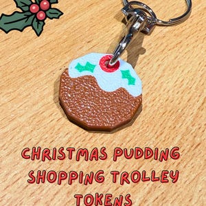 Christmas Pudding Trolley Token: Keyring Gift