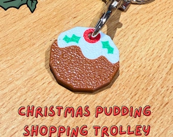 Christmas Pudding Trolley Token: Keyring Gift