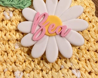 Personalised Daisy, Flower Name Keyring Bag Charm