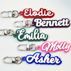 Porte-clés en acrylique, Porte-clés personnalisé, Porte-clés pour sac à dos, Étiquette personnalisée pour nom d'école, Porte-clés pour sac à dos pour enfant, Étiquette pour sac à langer, Cadeau enfant