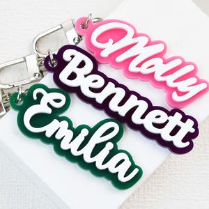 Étiquette nominative,Porte-nom en acrylique,Étiquette alphabétique pour sac à dos,Porte-clés pour sac à dos,Étiquette nominative pour l'école,Porte-clés nominatif pour sac à dos pour enfant,Étiquette pour sac à langer