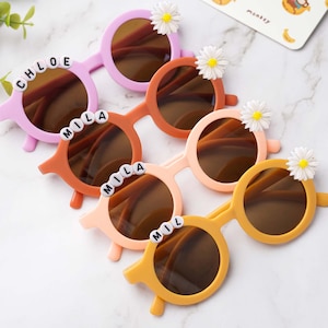 Personalized Kids Sunglasses: Custom Name Flower Sunnies