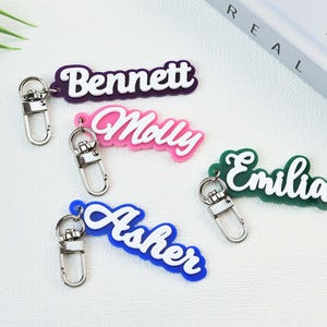 Personalisierte Acryl Name Schlüsselanhänger, persönliche Namen Tag, Rucksack Schlüsselanhänger, benutzerdefinierte Schule Namen Tag, Kinderrucksack Name Schlüsselanhänger, 3D Name Schlüsselanhänger
