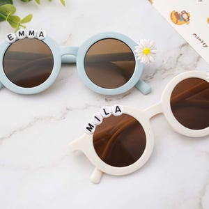 Personalized Kids Sunglasses: Daisy Flower Beads, Custom Name