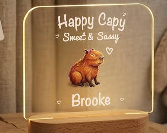 Lampada notturna personalizzata a forma di capibara, simpatica lampada a LED con animale per la cameretta dei bambini, con nome personalizzato, regalo per neonati e bambine.