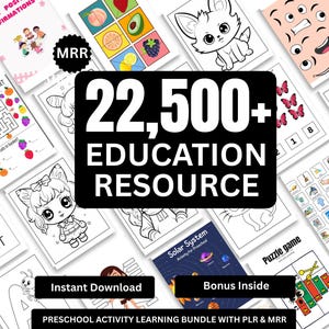 22500+ bundel leeractiviteiten voor kinderen | Werkbladen in de klas | Homeschool-afdrukbare items | DFY-lesmateriaal | Digitaal PLR-product.