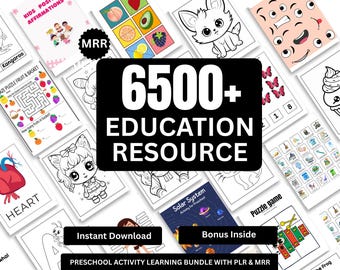 6500+ Kids Learning Activities Bundle | Classroom Worksheets | Homeschool Printables | DFY Teaching Resources | PLR Digital Product.