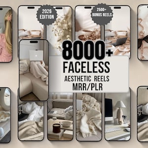 8000+ Faceless Reels | Viral Aesthetic Videos | Digital Marketing Bundle | Canva Editable | PLR & MRR | Passive Income Content