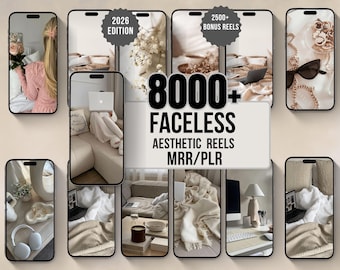 8000+ Faceless Reels | Viral Aesthetic Videos | Digital Marketing Bundle | Canva Editable | PLR & MRR | Passive Income Content