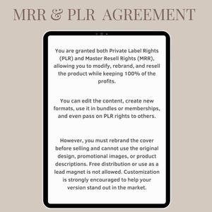 MRR & PLR Agreement 
MRR = Master resell rights 
PLR = private Label rights