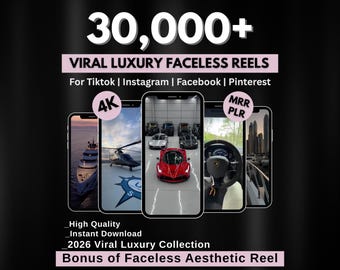 30.000+ virale luxe, rijke lifestyle-video's Rollen, auto's, jacht, vliegtuig, miljonair, TikTok, Instagram, YouTube, digitale marketing, MRR, PLR