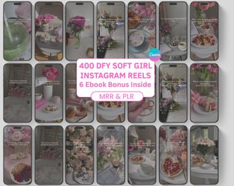 Soft Girl Pink Aesthetic Instagram Reels Bundle | Faceless Editable Canva Templates | DFY Videos | MRR/PLR | Instant Download