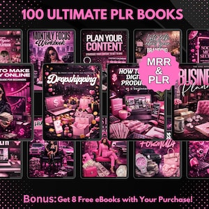 Paquete de 100 libros electrónicos PLR Boss Babe / Libros electrónicos editables / Plantilla Canva / Plantillas imprimibles / Productos digitales PLR / Productos MRR