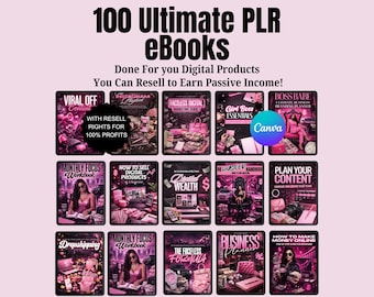 100 PLR Ebook Boss Babe Bundle | Editable eBooks | Canva Template | Printable Templates | PLR Digital Products | MRR Products