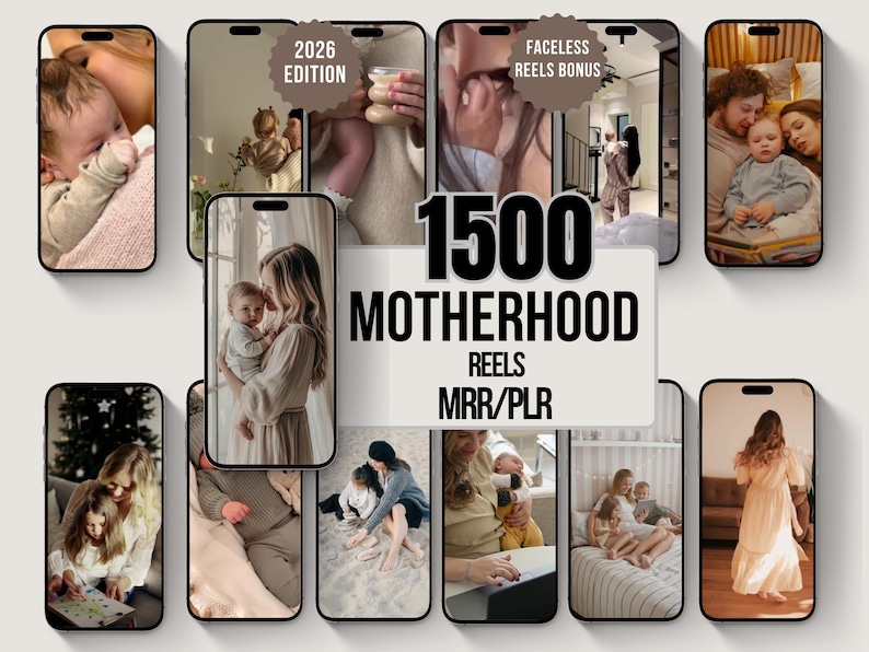 1500 mom life reels with faceless bonus content and resell rights included