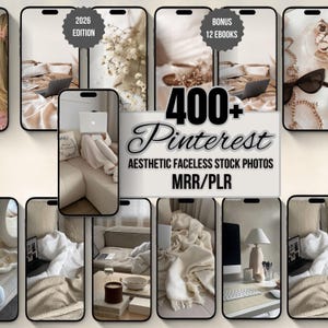 Paquete de más de 400 fotos estéticas sin rostro / Banco de contenido de Instagram Reels / PLR + MRR / Derechos de reventa maestra / Bóveda de marketing digital
