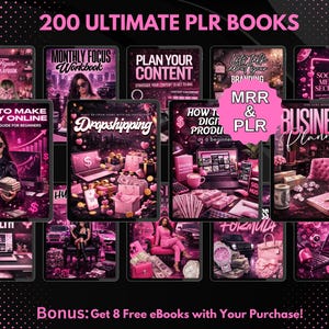 Pacote com 200 E-books PLR para Empreendedoras | E-books Editáveis | Modelo Canva | Modelos para Impressão | Produtos Digitais PLR | Produtos MRR