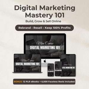 Digital Marketing 101 Course, PLR & MRR Included, Canva Templates