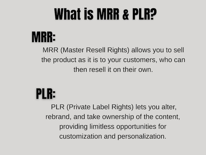What is MRR & PLR