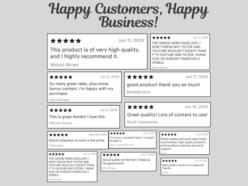 Customer reviews of Etsy shop