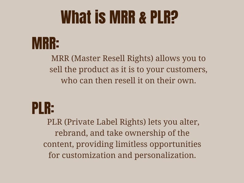 What is MRR & PLR