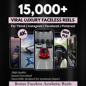 15.000+ Viral Luxury Rich Lifestyle Videos Reels, Cars, Yacht, Plane, Millionaire, TikTok, Instagram, YouTube, Digital Marketing, MRR, PLR