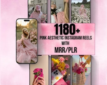 1180+ Pink Aesthetic Faceless Videos & Photos Bundle | Instagram Reels Content | Digital Marketing Videos |Canva Editable | MRR PLR Included