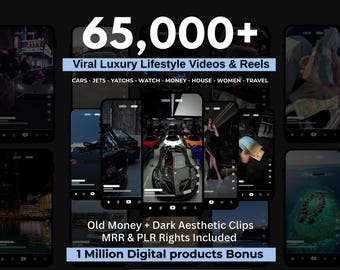 65.000+ Viral Luxury Rich Lifestyle Videos Reels, Cars, Yacht, Plane, Millionaire, TikTok, Instagram, YouTube, Digital Marketing, MRR, PLR