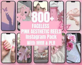 800+ Pink Faceless Instagram Reels Templates | Canva Editable Content Bundle | PLR MRR Reels Kit for Influencers & Coaches |