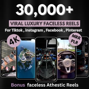 Mais de 30.000 vídeos virais de estilo de vida rico e luxuoso, carros, iates, aviões, milionários, TikTok, Instagram, YouTube, marketing digital, MRR, PLR